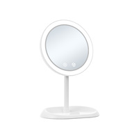 Miroir de maquillage de bureau LED intégré avec éclairage latéral haute définition, trois couleurs d'éclairage, plateau de rangement pliable