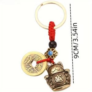 2025 Blnieece Porte-clés mousqueton en alliage de zinc, motif chat porte-bonheur Maneki Neko vintage de dessin animé, avec pendentif amulette pièce de monnaie et gourde, <span class=keywords><strong>Feng</strong></span> <span class=keywords><strong>Shui</strong></span>, Tendance - Product Image 5