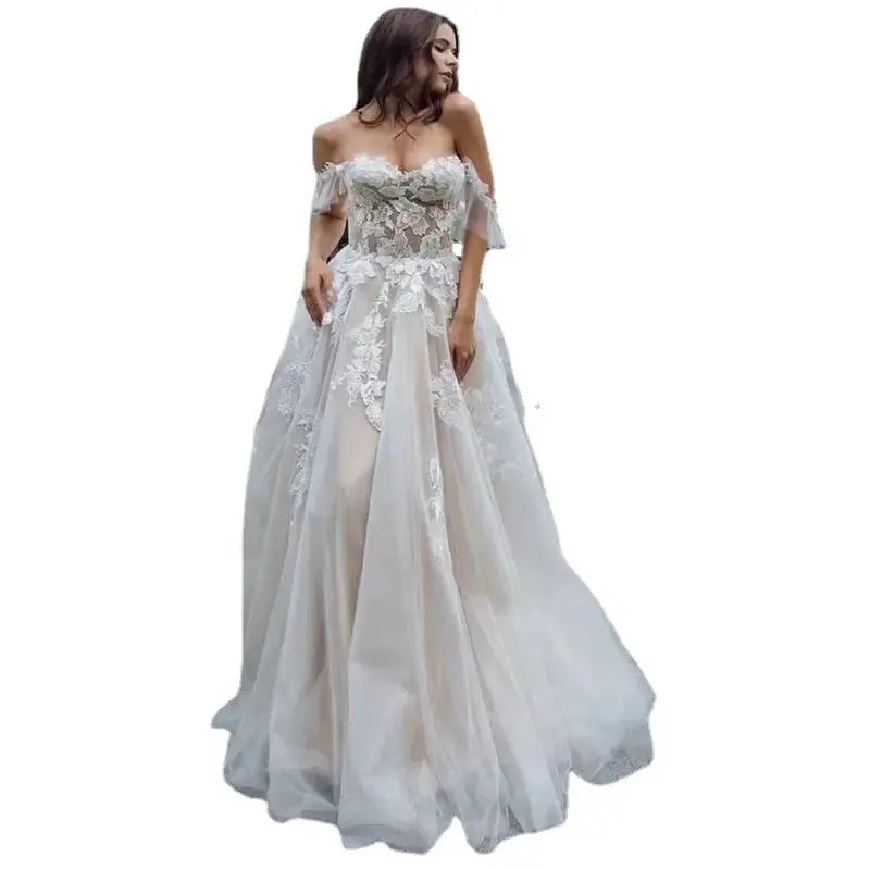 Sexy Bra Lace Wedding Dress Off Shoulder Large wedding dresses 2022 bridal 2023 curvy