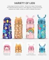 Thaïlande Usine OEM Bouteille d'eau pour enfants avec couvercle d'injection bicolore Cartoon Bouteille de sport en plastique sans BPF pour le camping Randonnée Boire