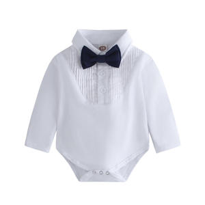 Chemises plissées personnalisées pour bébés garçons, costumes de cérémonie 2 pièces, smoking, nœud papillon, froncé, pour nouveau-né, 1er anniversaire - Product Image 5