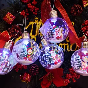 热销新奇透明圣诞树装饰品塑料灯圣诞球摆件悬挂塑料球