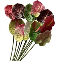 Fleur décorative artificielle Anthurium rouge en plâtre souple, style palmier, moderne, écologique, réutilisable, accessoire photographique
