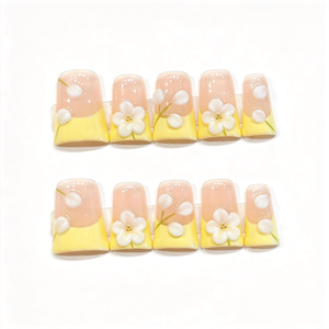 <span class=keywords><strong>Faux</strong></span> <span class=keywords><strong>ongles</strong></span> à presser faits main, forme canard, design floral 3D, réutilisables, style évasé, pour l'été, vente en gros - Product Image 1