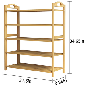 CHOMECO Étagère à chaussures et organisateur de rangement pliable en bambou moderne à 5 niveaux avec design peu encombrant pour la maison et le salon - Product Image 2