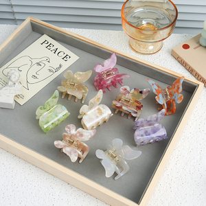 مشابك شعر عالية الجودة صديقة للبيئة من الأسيتات، مقاومة للماء بتصميم فراشة، يمكن تخصيص الشعار حسب الطلب، مشابك شعر نسائية - Product Image 1