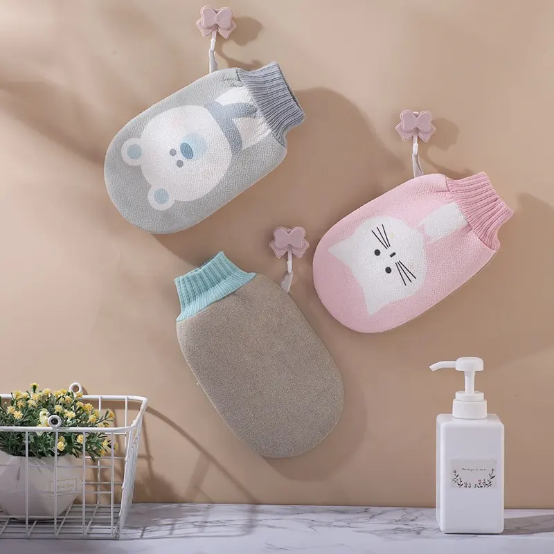 Body Scrubber Rubbing Towel Glove Bath Shower Cleaning Gloves Skin Back Scrub Exfoliating SPA Massage Washcloth Bath Supplies
