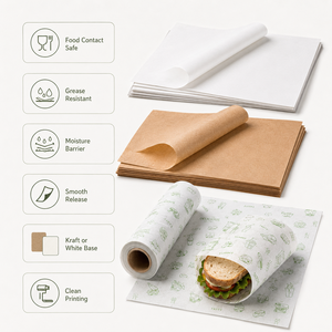 Hojas Planas Impresas para Forrar Bandejas de Hamburguesas en Cafeterías, con Revestimiento Antiadherente de Fácil Desmolde, Papel Encerado para Servicio de Alimentos Comercial - Product Image 6