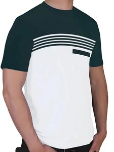 Camiseta de Manga Corta con Cuello Redondo y Estampado de Rayas en Contraste de Color para Hombre, Camiseta Informal de Verano para Hombre - Product Image 5