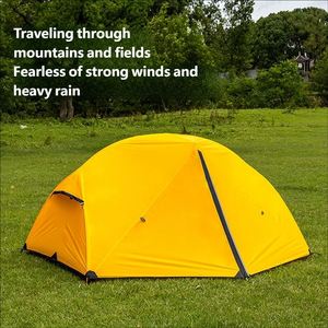 Tente de camping et de randonnée extérieure quatre saisons, double étage, une chambre, imperméable, coupe-vent, pour deux personnes, en polyester 210T - Product Image 2