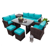 Hochwertige Großhandel Rattan Sofa Sets Aluminium Patio Wicker Möbel für Garten und Hof Anlässe