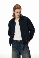 Veste de mode streetwear pour homme, personnalisable, à fermeture éclair, en toile épaisse, 100% coton, écologique, respirante, col rabattu