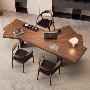 Chaise de salle à manger en bois massif de style nordique moderne, siège en cuir, chaises de salle à manger luxueuses pour restaurant, café, mobilier - Product Image 5