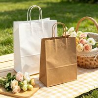 Sacs en papier blanc recyclables en gros, sacs en papier A4 blancs, sacs en papier kraft blanc 130 g/m² avec poignée torsadée en kraft blanc