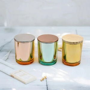Vaso de vela de 220ml y 315ml de Color dorado y plateado galvanizado a la <span class=keywords><strong>moda</strong></span> con tapa de aleación de zinc y Metal de madera - Product Image 3