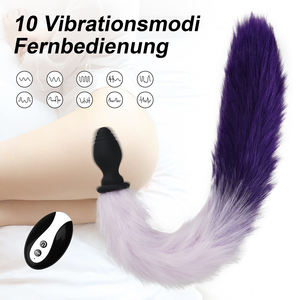 Медицинский силиконовый анальный стимулятор SEXBAY с вибрацией, 10 режимов, светодиодная подсветка, пульт ДУ – хвост лисы/кошки, игрушка для ролевых игр (мужской/женский) - Product Image 2