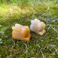 Ornement artisanal en agate multicolore HZ en forme de lapin, cristal de guérison en quartz pour la guérison énergétique HZ