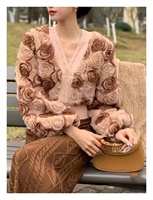 PV kain mewah rambut kelinci payet bordir rumah tekstil bantal sequin manik mantel musim dingin mewah kain kreatif