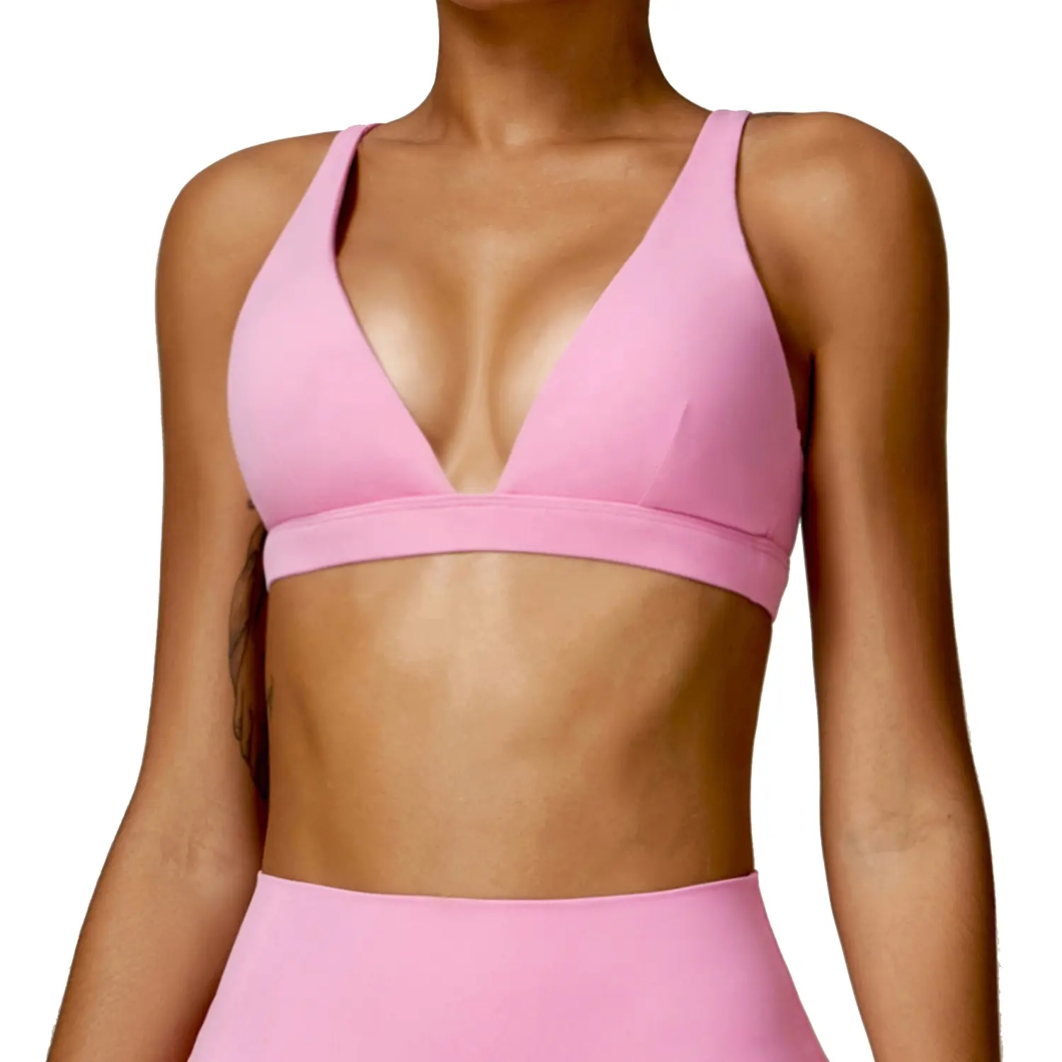 Mulheres Comfort Compressão Stretchy V Neck Sexy Sport Bra