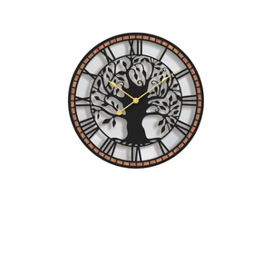 Huatuo 15 Inch Cuộc Sống Cây Kim Loại Màu Đen Rắn Gỗ Khung Không-Tích Điểm Pin Hoạt Động Im Lặng Đồng Hồ Treo Tường Cho Phòng Khách Nhà Bếp - Product Image 1