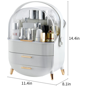 Cosmetics Makeup Storage Box Skincare Organizers with Lid and Drawers White Vanity Organizer