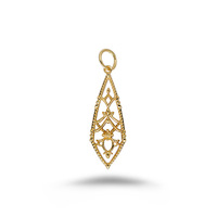 Pendentif en argent sterling 925 plaqué or 14 carats en dentelle de pierres précieuses losange creux avec fenêtre en forme de fleur