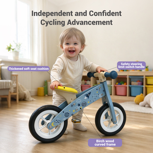 Vélo d'équilibre en <span class=keywords><strong>bois</strong></span> sans pédales pour l'éveil éducatif précoce, en contreplaqué de Schima, jouet d'extérieur pour l'entraînement à l'équilibre des enfants - Product Image 4