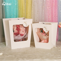 Qibai trapèze chérie sac fourre-tout fleur créative saint valentin fenêtre bouquet avec sac cadeau sac de fleurs