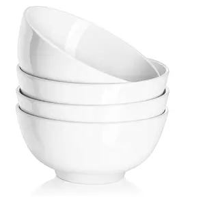 2024 Custom ceramic Soup Salad Bowl,High Premium Porcelain White Bowl with Customized Color&Logo Bulk Bowl for Promotion