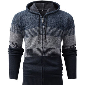 เสื้อสเวตเตอร์ถักแขนยาวของผู้ชายเสื้อสเวตเตอร์ถักเข้ารูปมีซิปอบอุ่นพิมพ์ลาย - Product Image 1