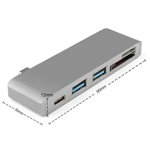 Hub USB C a lector TF S D con 2 USB 3,0 100W PD Thunderbolt 3 USB C Hub adaptador para Pro Air 12 13 15 16