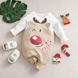 Wholesales <strong>Christmas</strong> Wither Printed Onesie for <strong>Baby</strong> Boys Girl <strong>Newborn</strong> Long Sleeve Romper <strong>Outfit</strong> - Product Image 3