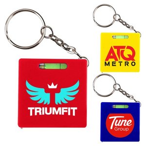 <b>Square</b> Tape Measure W/Level & <b>Key</b> Chain Large Imprint Area Ideal for Transportation, Keychain, Travel, Camping, Tooling - Product Image 3