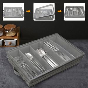 Durable 5 Compartment Silverware Storage <b>Container</b> <b>Box</b> with Removable Lid and Easy to Carry Handles - Product Image 6