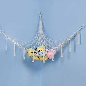 Multi Color Macramé Boho Tassels <span class=keywords><strong>Hamac</strong></span> Net Stuffed Storage Holder Hanging Toy Organizer Net Holder for Home Decor - Product Image 4