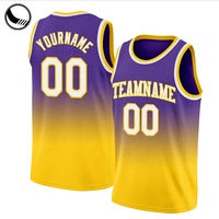 Wholesale Two Tone Yellow and Black Color Matching Men's Jerseys Basketball  Customized Sublimation Youth Team Basketball