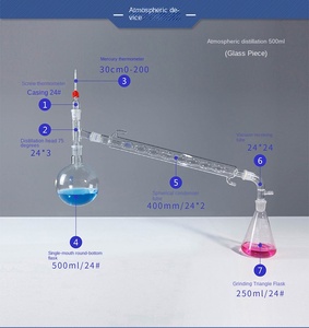 Dispositivo de Destilación al Vacío Sólido <span class=keywords><strong>Lilu</strong></span>, Destilador de Vidrio de Laboratorio a Presión Atmosférica, Equipo de Destilación con Calentamiento, 500 ml, 1 Año - Product Image 3
