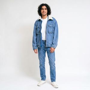 Vestes en jean délavé style vintage de haute qualité pour hommes Finer Threads, à capuche, pour l'automne, décontractées, pour superpositions et sorties. - Product Image 1