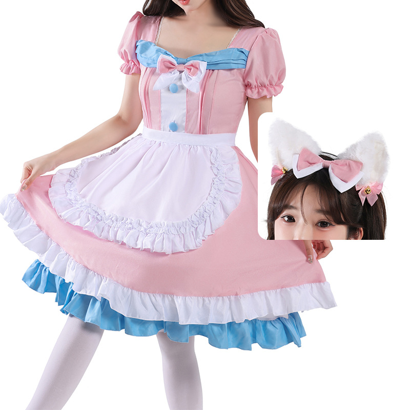 851vestito grembiule copricapo con fiocco