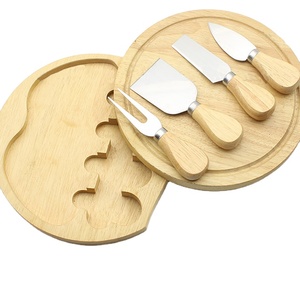 Customizable Eco Friendly Wooden Cheese Set Four Piece Round Twist Top Rubber Wood Box for Kitchen and Tabletop Use Facing <strong>Uk</strong> - Product Image 1