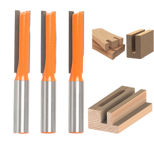 YUFU Fraise droite pour défonceuse, queue de 1/2 pouce, en carbure de tungstène étamé 55HRC, double dent, personnalisable OEM/ODM, pour le travail du bois, fraisage de rainures profondes - Product Image 1