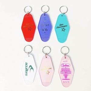Glittering Personalized Design Hotel Retro Motel Logo Plastic Keychain Keyrings with Room Number <b>Key</b> <b>Chain</b> Hotel <b>Key</b> Tags - Product Image 2