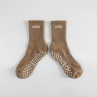 Chaussettes de yoga Pilates pour femmes, professionnelles, antidérapantes, mi-hautes, pour le sport et le fitness en intérieur