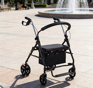 Carrello della Spesa con Seduta, per Disabili, Anziani, Deambulatore, Deambulatore per Adulti, Pieghevole in Alluminio e Retrattile a Quattro Ruote Portatile - Product Image 1