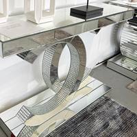 Offre Spéciale Console miroir luxe diamant écrasé en verre argenté de haute qualité avec miroir