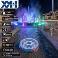Fontaine d'eau extérieure durable en aluminium moulé, lumière LED subaquatique IP68, programmable DMX, RGB, étanche, design antirouille