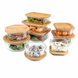 Conteneur alimentaire en verre borosilicate micro-ondable en gros, boîte à lunch avec couvercle en bambou - Product Image 3