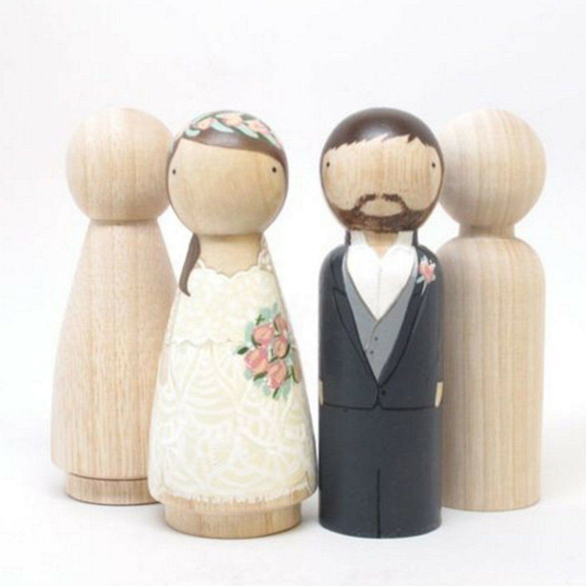 Lot De 5 Figurines En Bois Massif à Peindre – Tailles Variées – Bricolage Créatif Pour Enfants – Déco De Chambre Et Activités Manuelles