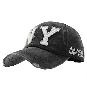 Wholesale Custom Vintage Dad <b>Hat</b> Applique Distressed New York Baseball <b>Cap</b> 100% Cotton Common Fabric Four Seasons Unisex - Product Image 3