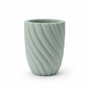 Customized Spiral Ribbed Ceramic 4-Pc Bath <b>Set</b>, Matte Rubberized – Lotion Dispenser, <b>Soap</b> Dish, Tumbler & Toilet Brush Holder - Product Image 6